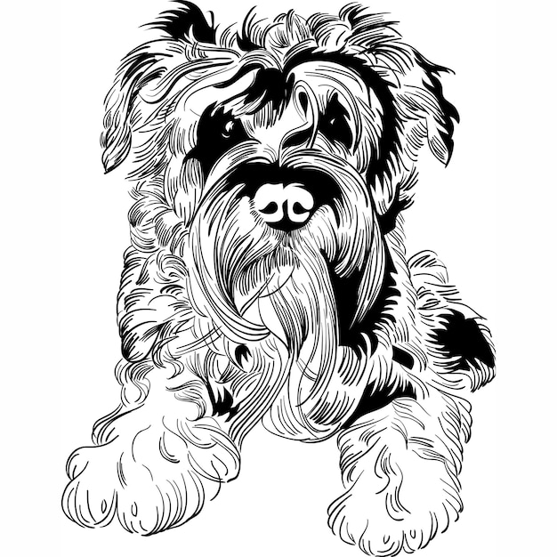 Vecteur croquis chien Schnauzer race main dessin vecteur