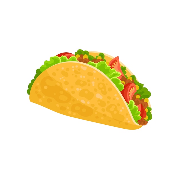 Vecteur de cuisine traditionnelle mexicaine Taco Illustration sur fond blanc