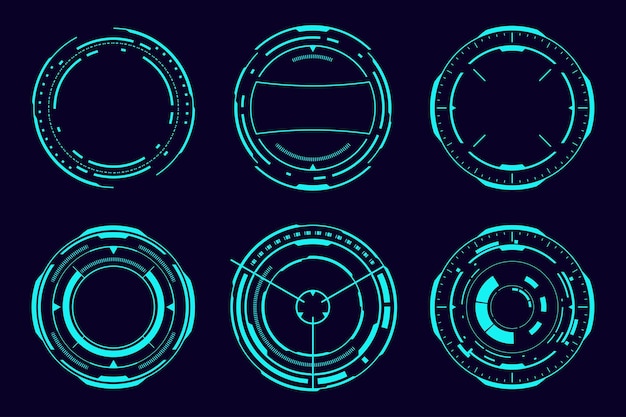 Vecteur défini élément de cercle HUD interface Scifi objectif optique futuriste