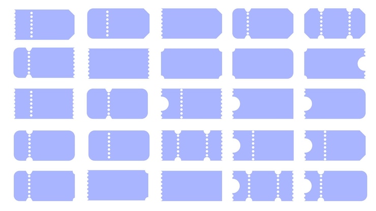 Vecteur vecteur défini modèle de billet vierge coupons de loterie de billet de concert