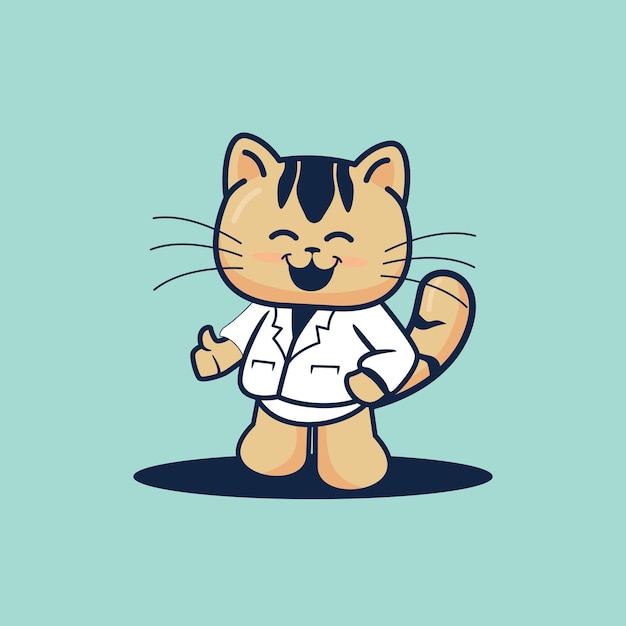 Vecteur De Dessin Animé De Docteur Animal Chat Mignon