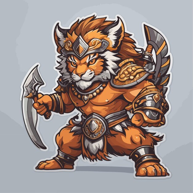 Vecteur vecteur de dessin animé du guerrier tigre