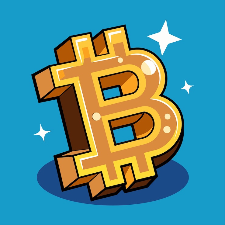 Vecteur le vecteur de dessin animé du symbole doré de bitcoin