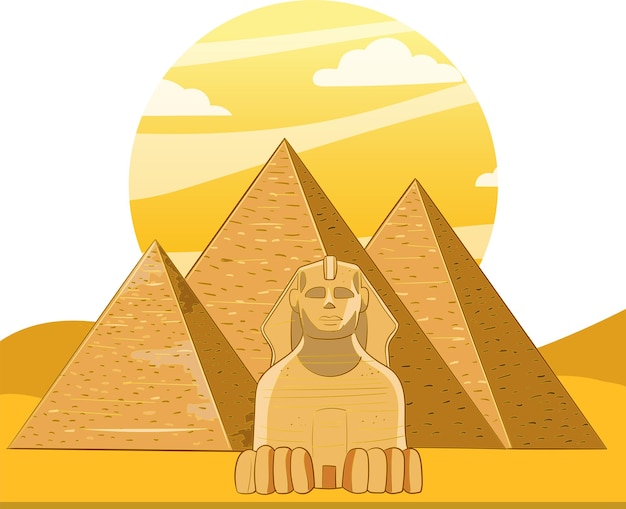 vecteur de dessin animé égyptien antique et pyramides
