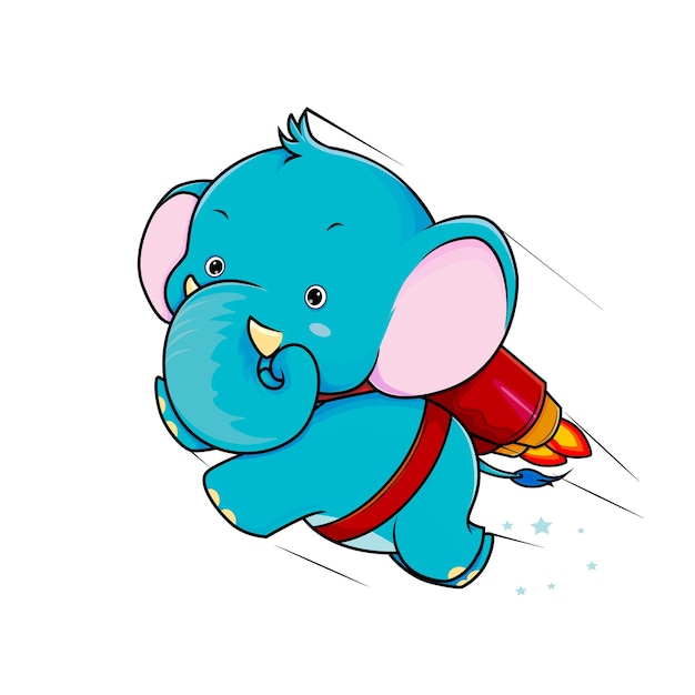 Vecteur De Dessin Animé D'éléphant Super Fusée