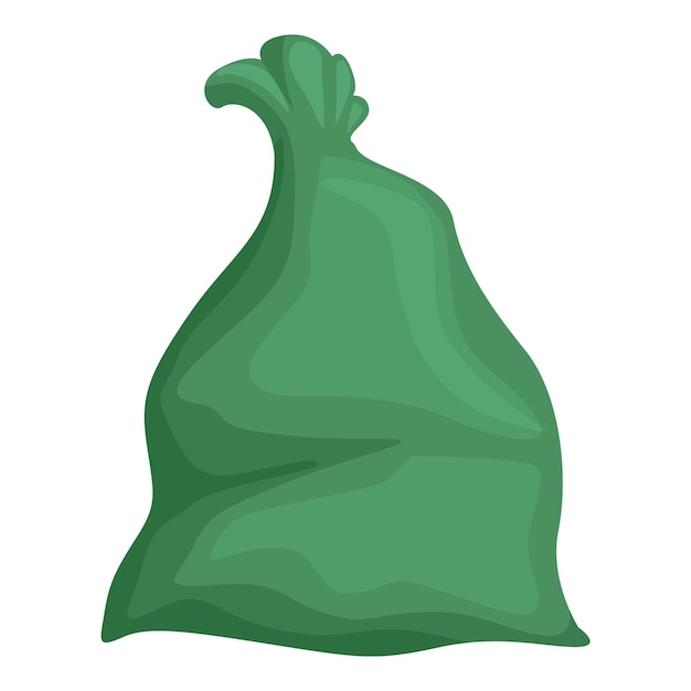 Vecteur le vecteur de dessin animé de l'icône des déchets écologiques vert bin sac à ordures.