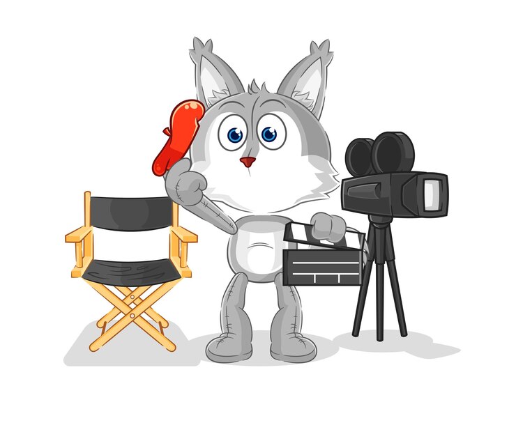 Vecteur vecteur de dessin animé de mascotte de directeur de loup