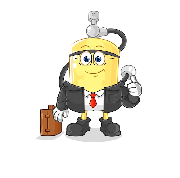 Vecteur de dessin animé de mascotte d'employé de bureau de cylindre de plongeur