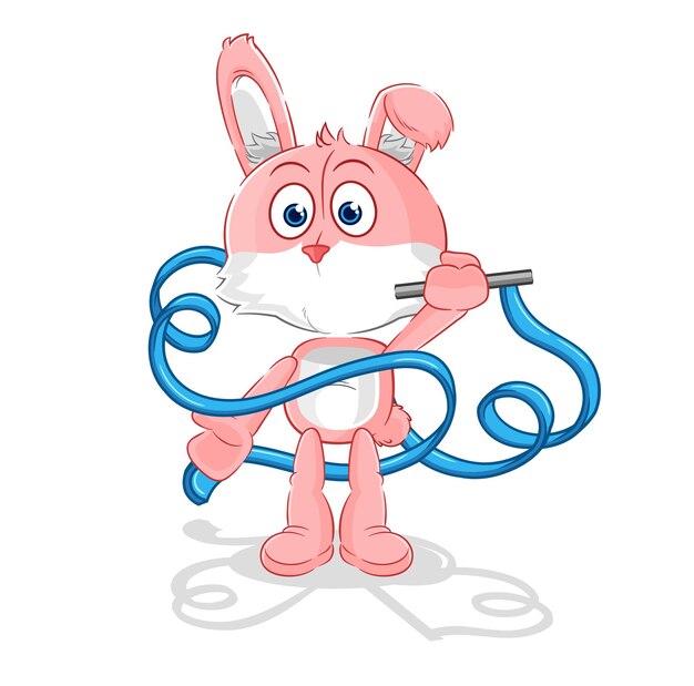 Vecteur De Dessin Animé Mascotte Lapin Rose Gymnastique Rythmique