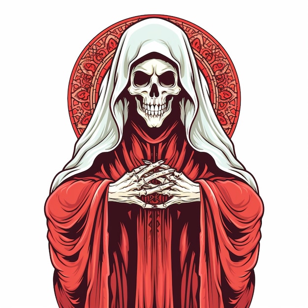 Vecteur le vecteur de dessin animé de santa muerte