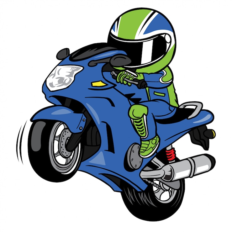 Vecteur vecteur de dessin animé de wheelies motorcycle rider