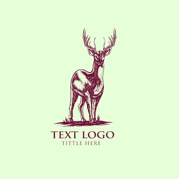 Vecteur De Dessinés à La Main Vintage De Style Cerf Logo