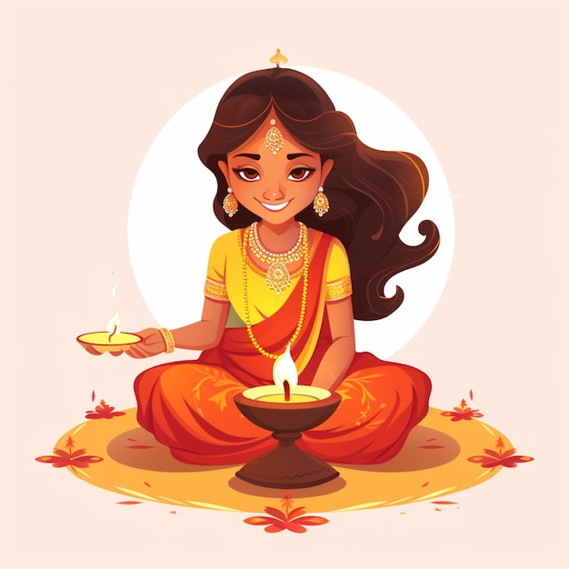 Le vecteur de dessins animés de Diwali