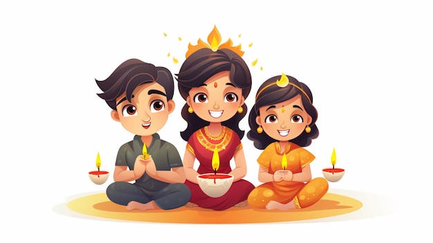 Le Vecteur De Dessins Animés De Diwali