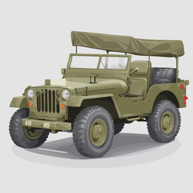 Vecteur le vecteur de dessins animés de jeep militaire