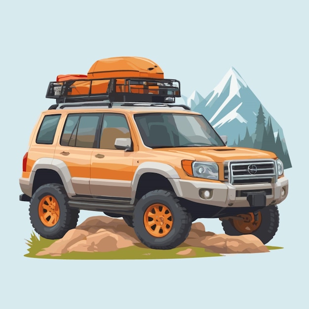 Le Vecteur De Dessins Animés De Jeep De Montagne