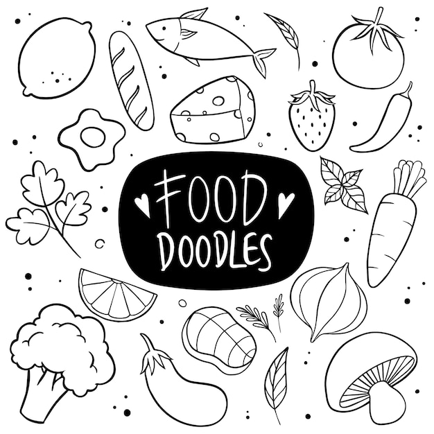 Vecteur vecteur de doodle dessinés à la main alimentaire