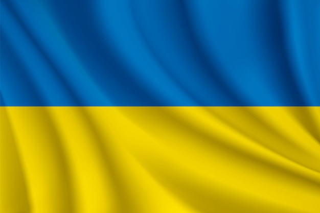 Vecteur De Drapeau Ondulé Réaliste Ukraine