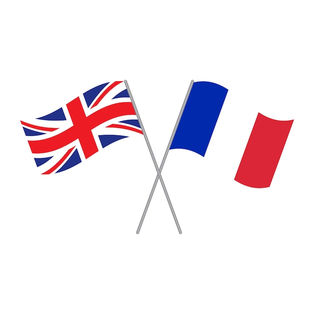 Vecteur vecteur de drapeaux britanniques et français isolé sur blanc