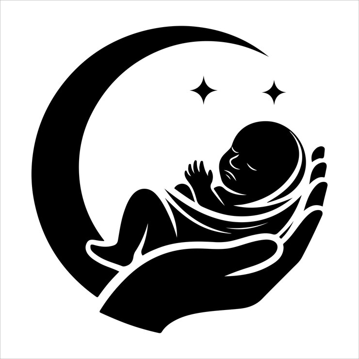 Vecteur le vecteur du concept de logo de la mère nouvellement née est le vecteur de la silhouette.