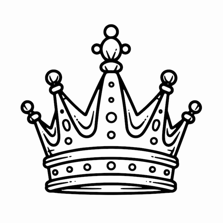 Vecteur le vecteur du livre de coloriage représente les couronnes dessinées à la main du roi et de la reine