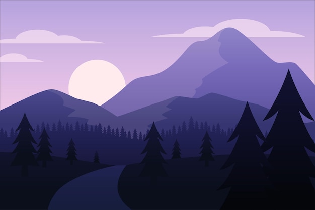 Vecteur du paysage naturel de l'aube