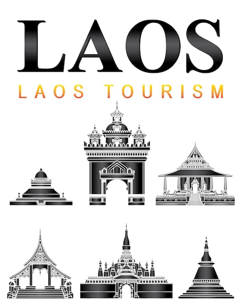 Vecteur le vecteur du point de repère du laos pour le tourisme