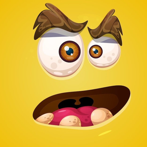Le vecteur du visage du monstre jaune choqué