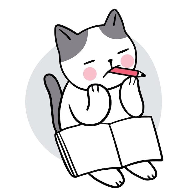 Vecteur d'écriture de chat mignon dessin animé