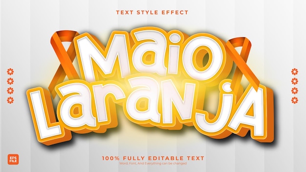 Vecteur D'effet De Texte Maio Laranja Modifiable