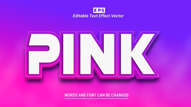 Vecteur d'effet de texte modifiable 3d rose avec fond