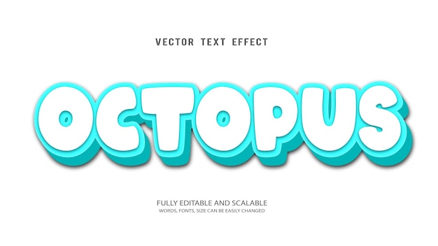 Vecteur d'effet de texte modifiable Octopus avec fond mignon