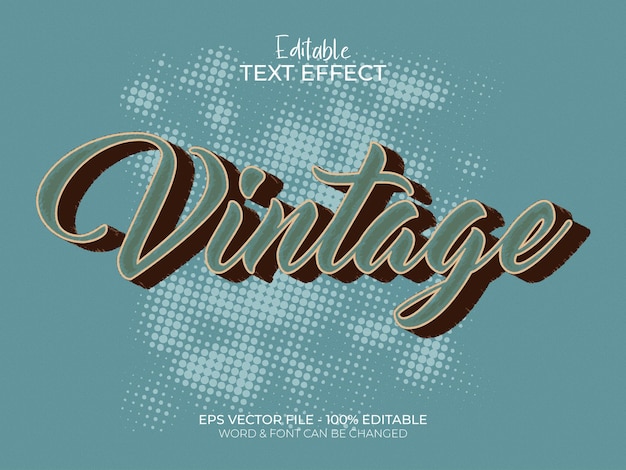 Vecteur D'effet De Texte Modifiable Rétro Vintage Facile à Modifier Et à Utiliser