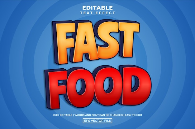 Vecteur D'effet De Texte Modifiable De Style De Texte Fast-food Amusant