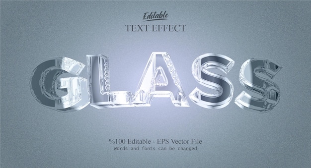 Vecteur d'effet de texte modifiable en verre