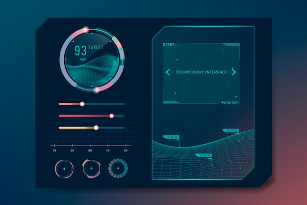Vecteur d'éléments de conception de modèle d'interface de technologie Velocity