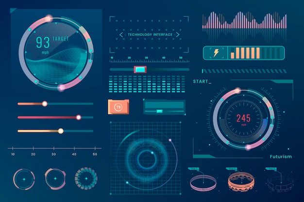 Vecteur d'éléments de conception de modèle d'interface de technologie Velocity