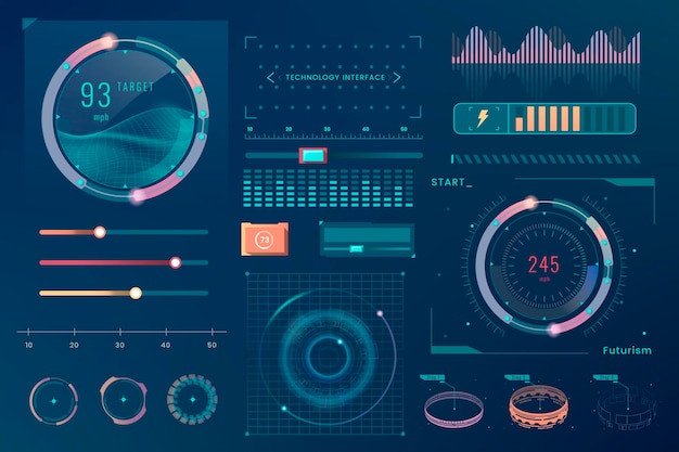 Vecteur D'éléments De Conception De Modèle D'interface De Technologie Velocity