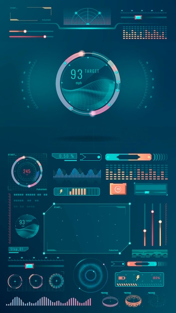 Vecteur d'éléments de conception de modèle d'interface de technologie Velocity