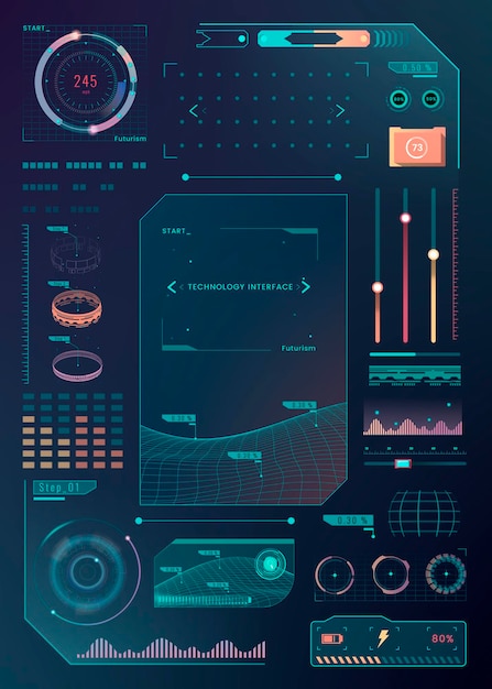 Vecteur d'éléments de conception de modèle d'interface de technologie Velocity