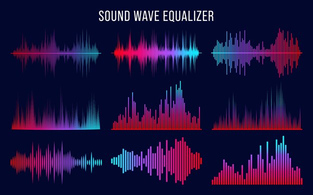 Vecteur D'éléments D'interface Audio-musique D'ondes Sonores