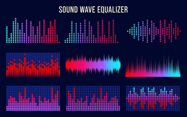 Vecteur vecteur d'éléments d'interface audio-musique d'ondes sonores