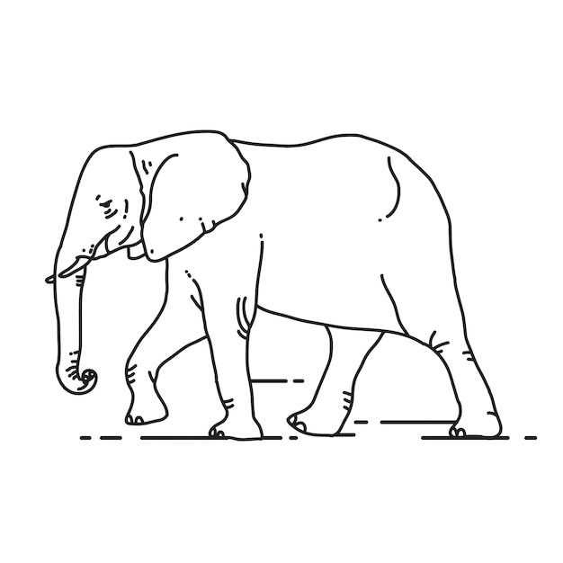 Vecteur D'éléphant De Contour