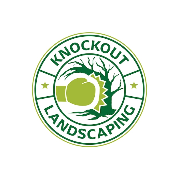 Vecteur D'emblème De Conception De Logo D'arbre De Poinçonnage Knockout Pour Les Services D'aménagement Paysager