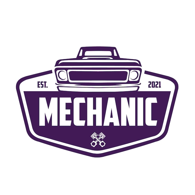 Vecteur vecteur d'emblème de logo de réparation de camion mécanique premium isolé