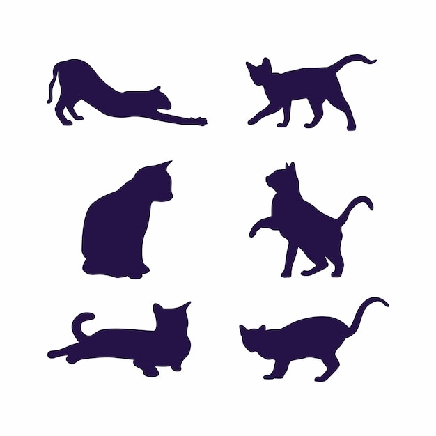 vecteur, ensemble, de, chats, à, différent, positions, illustration