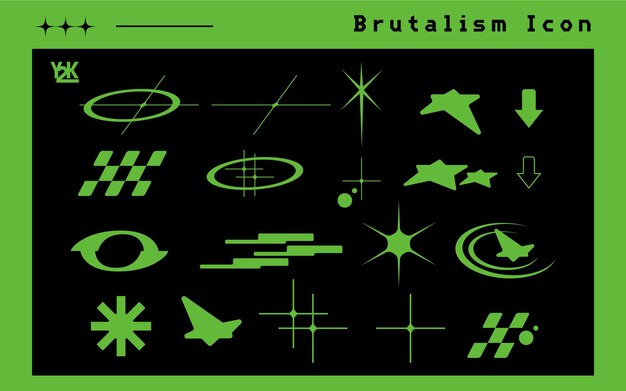 vecteur d'ensemble d'icônes de brutalité y2k