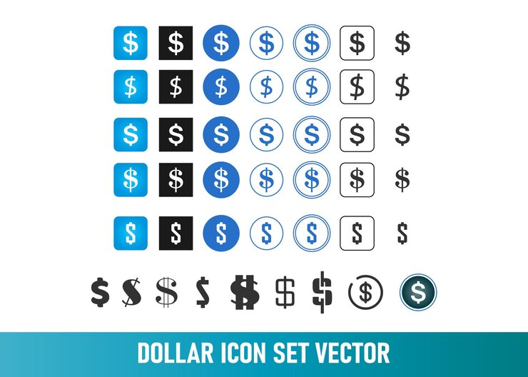 Vecteur vecteur d'ensemble d'icônes de dollars américains