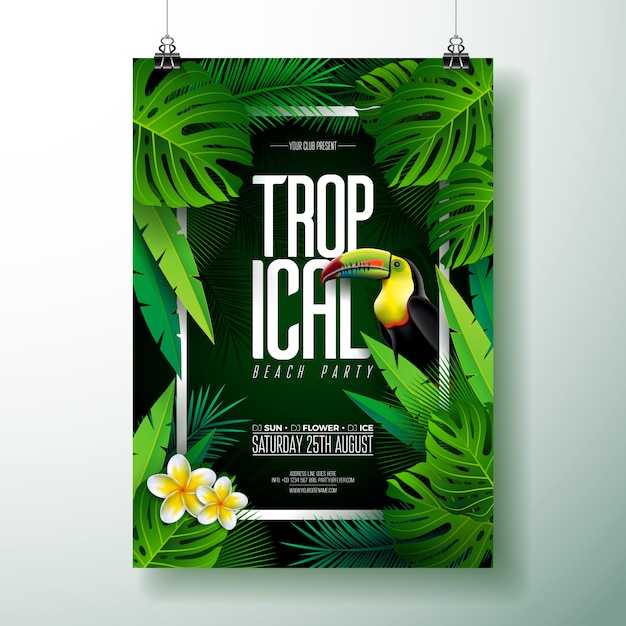 Vecteur été Tropical Beach Party Flyer Design