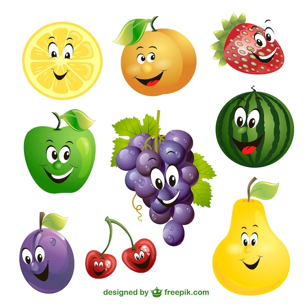 Vecteur D'expression De Bande Dessinée De Fruits